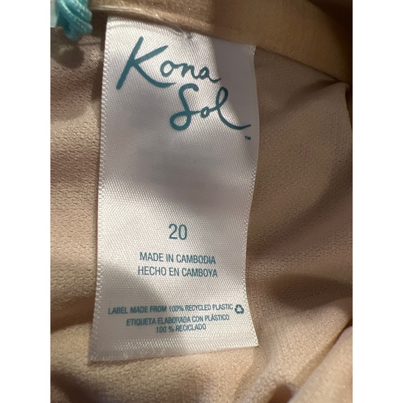 NWT Kona Sol Women’s High‎ Coverage One Piece Ruffled Bathing Suit Size 20 Pink - Picture 5 of 5